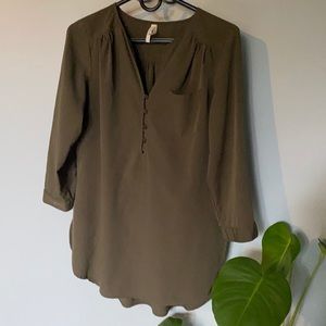 Olive Green 3/4 sleeve Blouse
